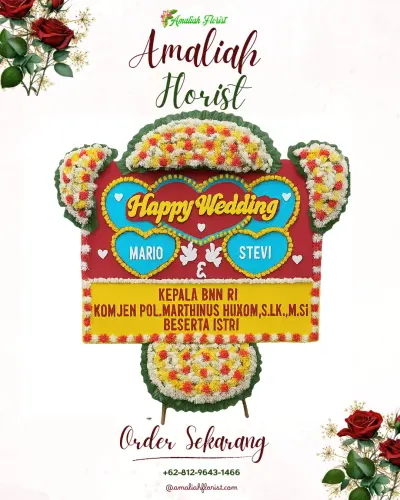 Karangan Papan Bunga Pernikahan di Sindang